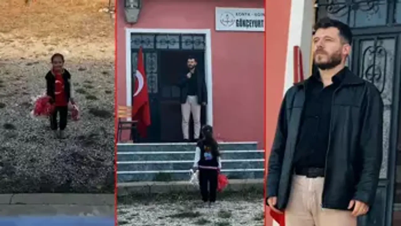 Bir öğretmen, bir öğrenci... Küçük ama büyük Cumhuriyet coşkusu!