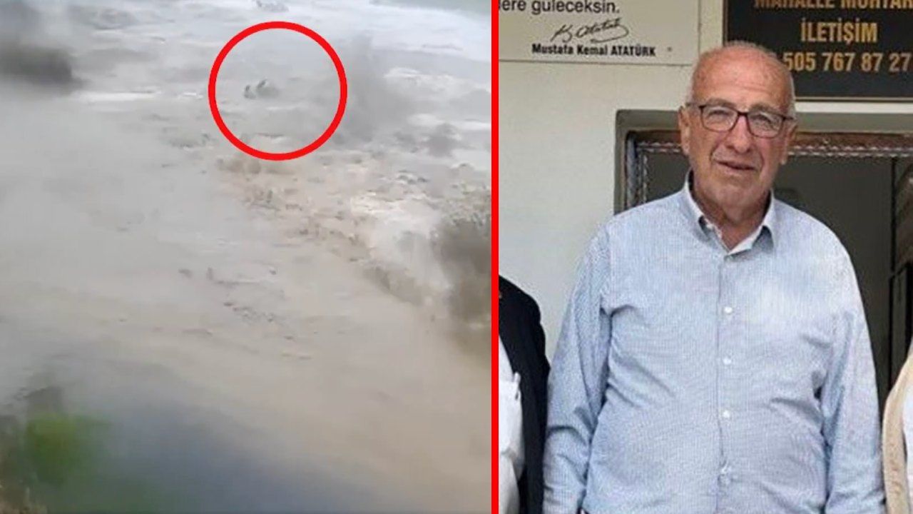 Foça’da cesedi bulunan yaşlı adamın sel sularına kapıldığı anlar kameralara yansıdı