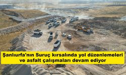 Şanlıurfa'nın Suruç kırsalında yol düzenlemeleri ve asfalt çalışmaları devam ediyor