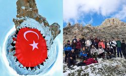 Eskişehir ESDAG ekibi  Gönül Dağı’nın zirvesine tırmanarak dev Türk bayrağı açtı