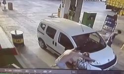 Akaryakıt istasyonunda kadına şiddet kamerada