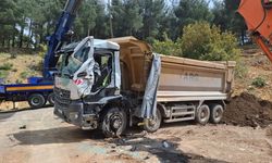Devrilen kamyonun sürücüsü hayatını kaybetti