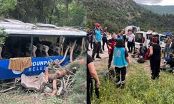 Gözetmenlerini taşıyan midibüs, şarampole yuvarlandı: Çok sayıda yaralı var!