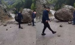 Arkadaş grubu dev kaya parçasının altında kalmaktan son anda kurtuldu
