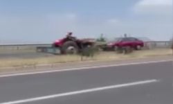 Ters yönde traktör d*hşeti: Facia kıl payı önlendi