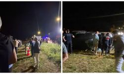 Minibüs tarlaya devrildi: 1 ölü, 1 yaralı