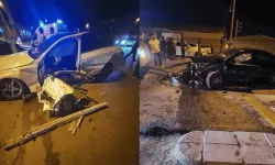 Gece yarısı kabus gibi kaza: 2 otomobil feci şekilde çarpıştı