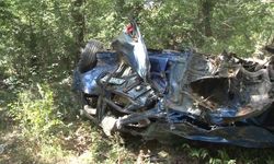 Kontrolden çıkan otomobilin ormanlık alana uçmasıyla sürücü hayatını kaybetti