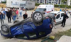 Hafif ticari araçla çarpışan cip takla attı, 3 kişi yaralandı