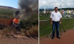 Devrilen kamyonun sürücüsü yanarak can verdi