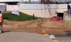 İnşaat sırasında su borusu patladı: AVM otoparkı göle döndü