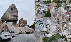 Kapadokya'da peribacasının bir kısmı yıkıldı
