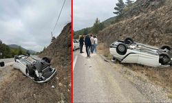 Nişanlısını görmeye giderken otomobiliyle takla atan sürücü ölümden döndü