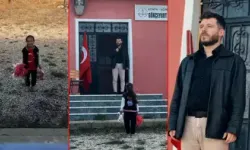 Bir öğretmen, bir öğrenci... Küçük ama büyük Cumhuriyet coşkusu!