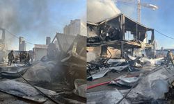 İzmir Bayraklı'da şantiyede büyük bir yangın çıktı