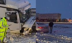 Yoğun kar trafiği tehdit etti: Zincirleme kaza yaşandı, yaralılar var!