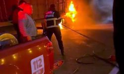 Tomruk yüklü TIR’da korkutan yangın: Facia son anda önledi