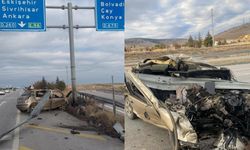 Bariyerler koptu, araç hurdaya döndü: Feci kaza!