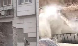 Sağanak felaketi... İstinat duvarı büyük gürültüyle yıkıldı, itfaiye zamanla yarıştı!