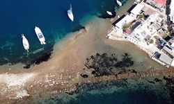 Bodrum’da deniz çekildi, Tavşan Adası’na uzanan antik surlar ortaya çıktı