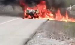 Fren arızası felakete yol açtı: Otomobil küle döndü!