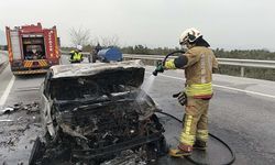 Korkutan kaza: Otomobil dakikalar içinde küle döndü