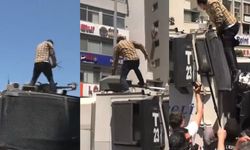 İzmir'de müdahale sonrası TOMA aracına çıkan vatandaş gözaltına alındı
