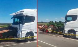 Tır seyir halindeki traktöre arkadan çarptı: 1 ölü, 3 yaralı