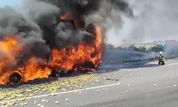 Arızalanan tıra çarpan kamyonda yangın çıktı, 1 kişi öldü
