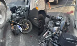 Motosiklet servis aracına ve tıra çarptı: Sürücü ağır yaralandı