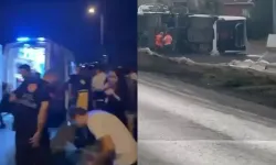 Yağışlı hava kazaya neden oldu: Devrilen otobüsteki 18 kişi yaralandı