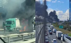 TEM Otoyolu'nda tır yangını: Esenyurt yönü trafiğe kapatıldı
