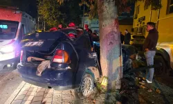 Ağaca çarpan otomobildeki 13 yaşındaki çocuk öldü, sürücü ağır yaralandı