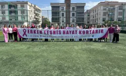 Menderes'te kadınlar meme kanseri farkındalığı için sahaya çıktı