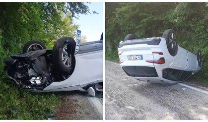 Bayram yolunda kaza: Takla atan otomobilde 3 kişi yaralandı