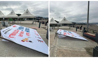 Bilim fuarında d*hşet: Pankart öğrencilerin üzerine devrildi