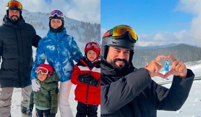 Burak Özçivit ve Fahriye Evcen'den aile boyu kar keyfi!