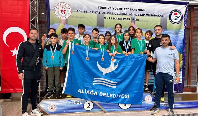 Aliağalı yüzücüler, Rize'den madalyalarla döndü