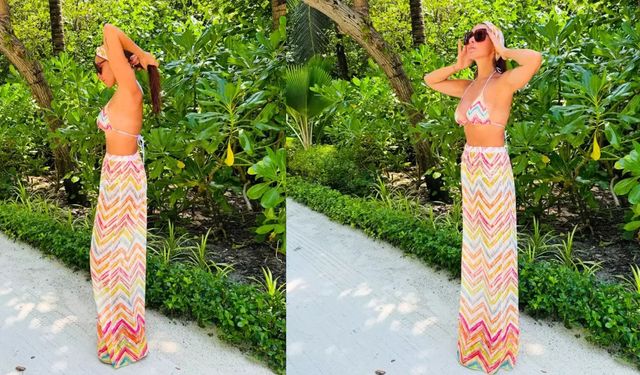 Hadise Maldivler'de bikinisiyle nefes kesici pozlar verdi