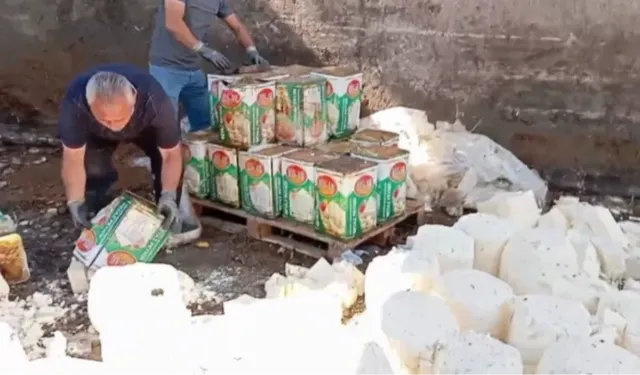 İzmir'de mide bulandıran görüntü: 7 ton 12 kilo tarihi geçmiş bozuk süt ürünü ele geçirildi