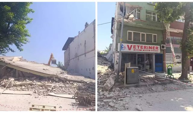 D*ehşet anları: İki katlı bina çöktü