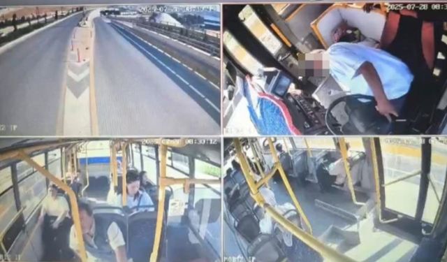 Korku dolu anlar kamerada! Kalp krizi geçiren halk otobüsü şoförü hayatını kaybetti