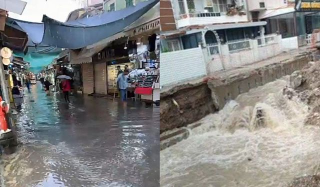 İzmir Tarihi Kemeraltı Çarşısı’nda birçok iş yeri sular altında kaldı