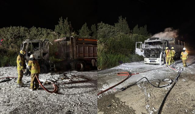Aliağa’da kömür yüklü tır alev aldı