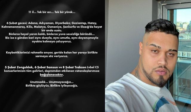 Lvbel C5'den depremzedelere anlamlı destek: 3 konser gelirini bağışlayacak
