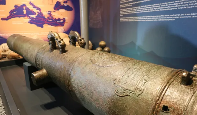 Gemi sökümünde bulunan 17. yüzyıl topu İzmir’de sergileniyor