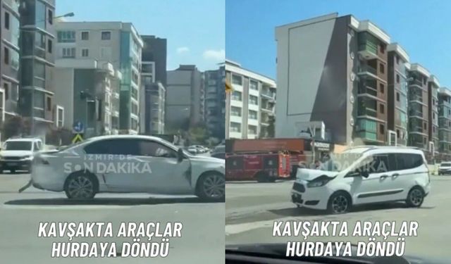 İzmir Buca’da kavşakta kaza: Araçlar hasar gördü