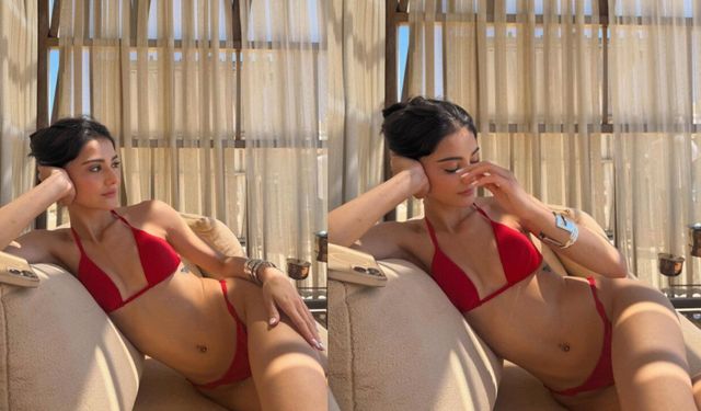 Oyuncu Helin Kandemir'in kırmızı bikinili fotoğraflarına beğeni yağdı