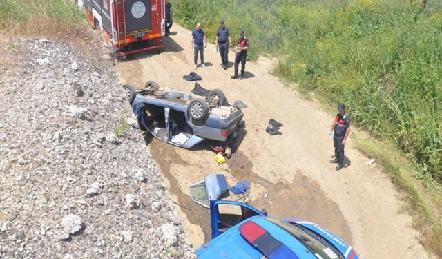 Kontrolden çıkan otomobil menfeze devrildi: 1 ölü