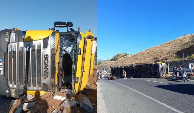 Viraj faciaya dönüştü! Hayvan yüklü tır yan yattı, yaralılar var